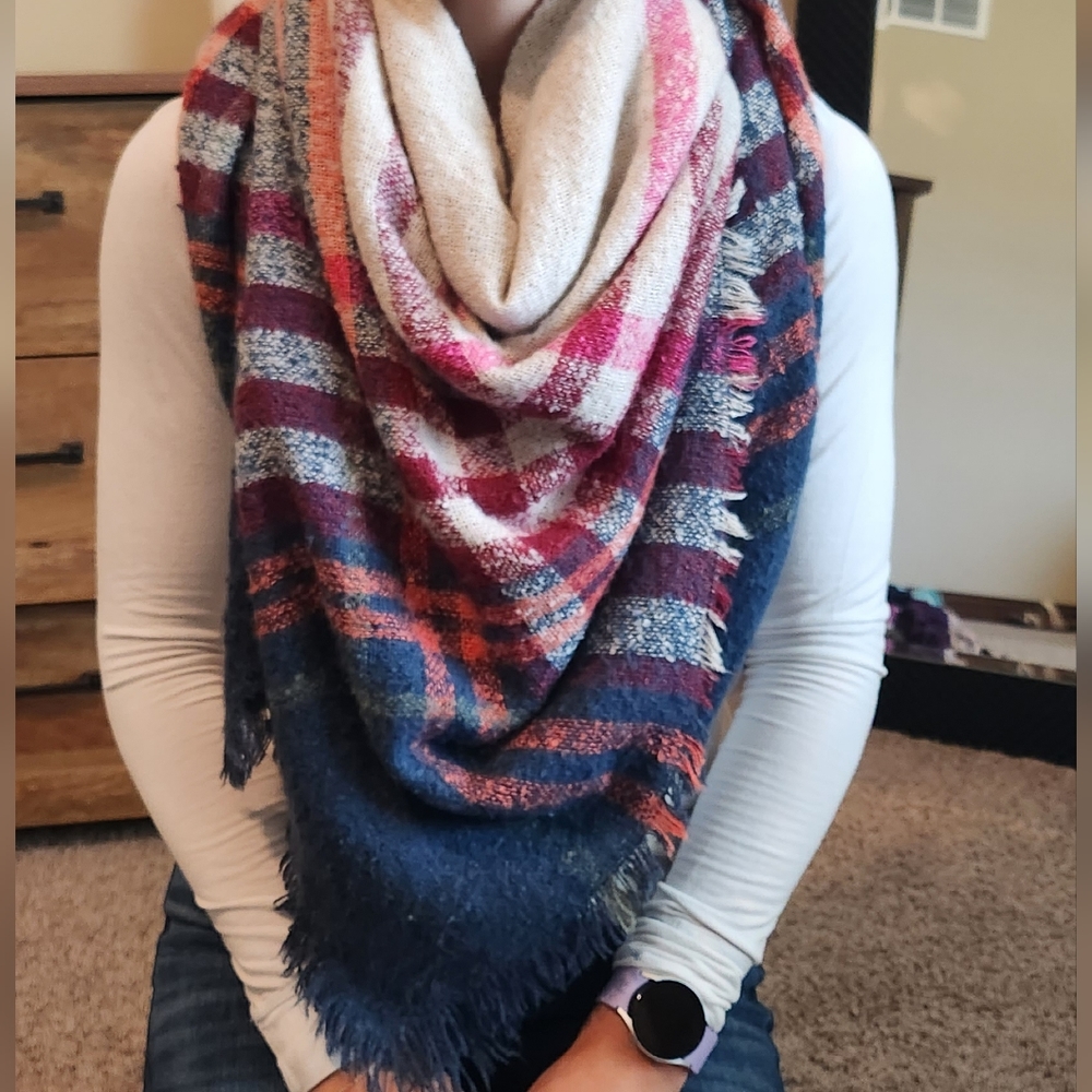 Plaid blanket scarf